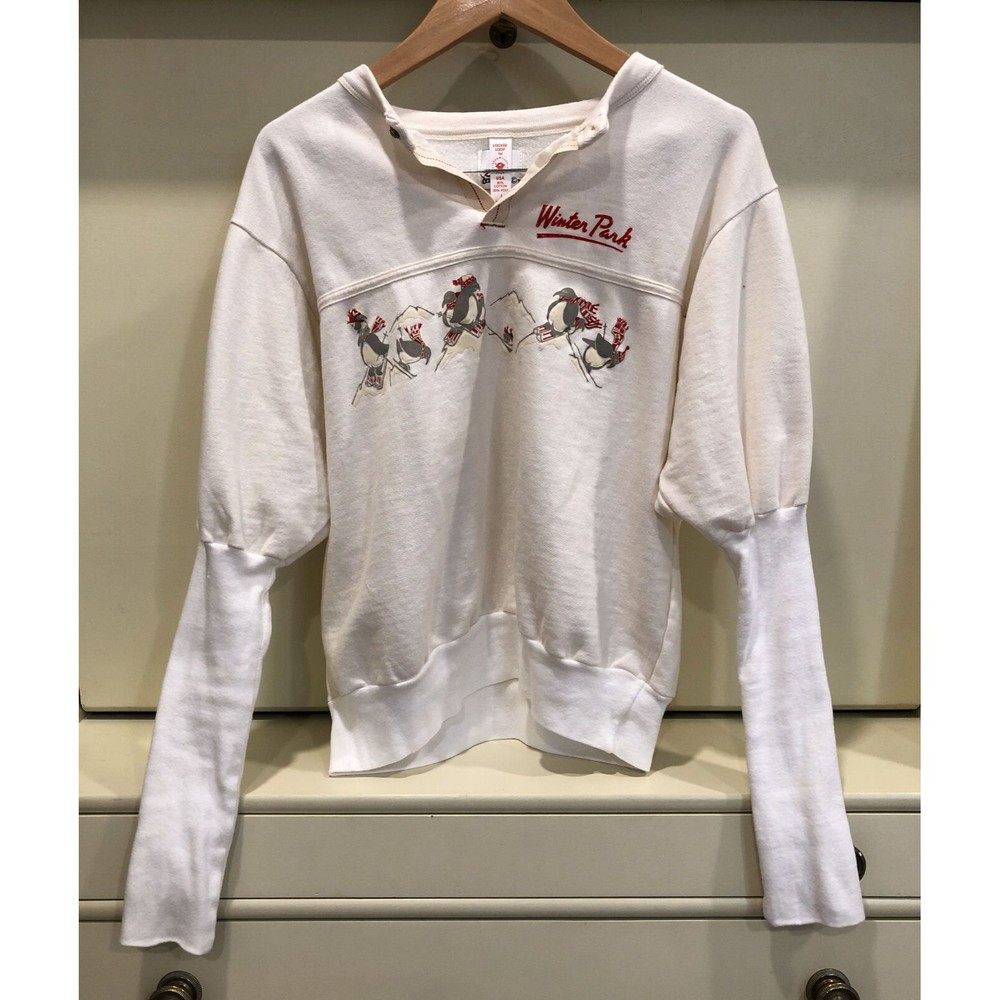 Retro Vintage 90s Doug Wilson Sweatshirt Winter Park Ski Bunny Puff Sleeve M/L